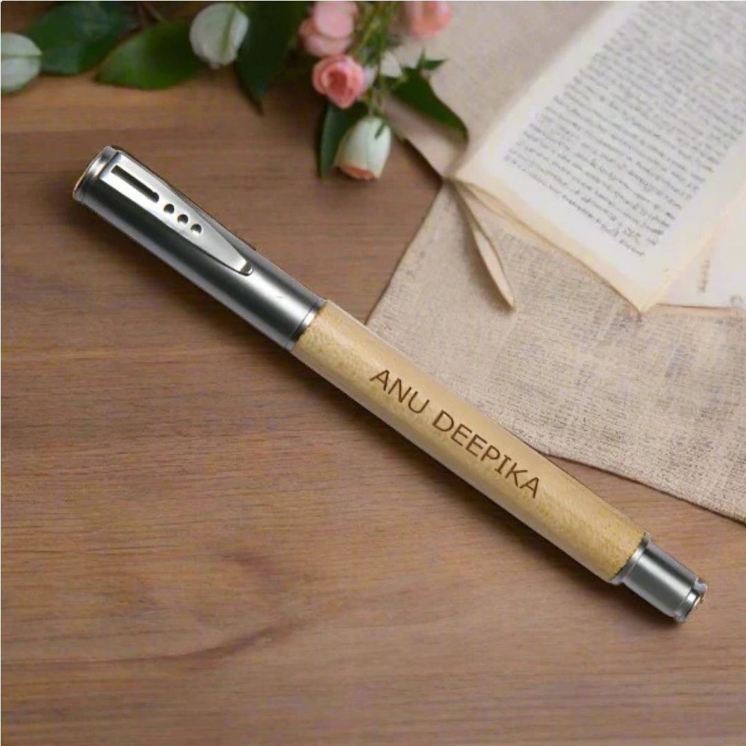 Personalized Wooden Barrel Executive Pen with Metal Cap